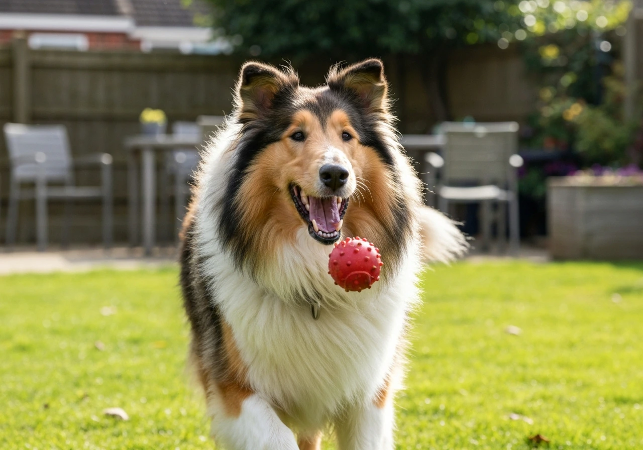 Colley adult playing outdoors